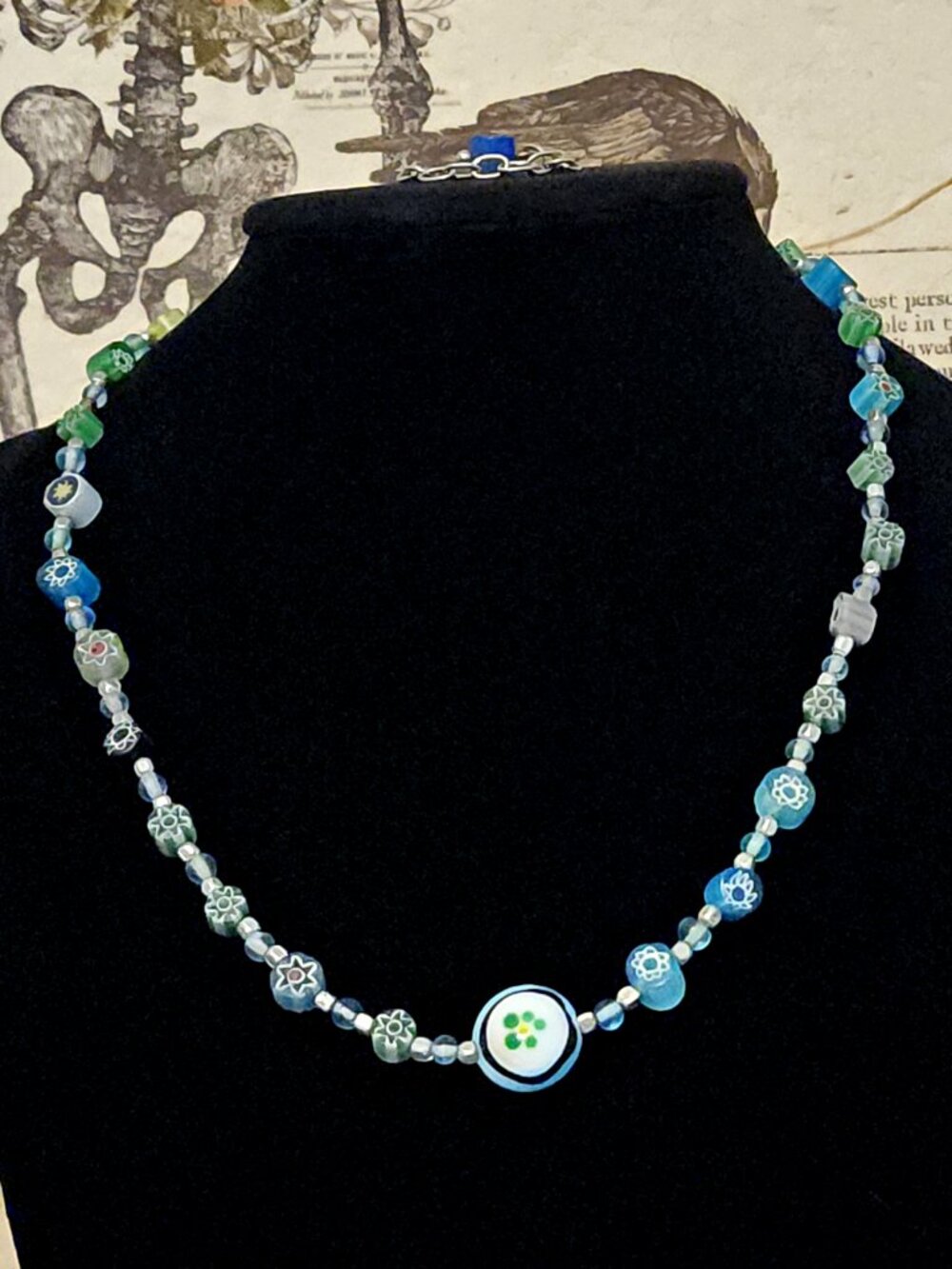 Unique Polymer Clay Bead Necklace Adjustable